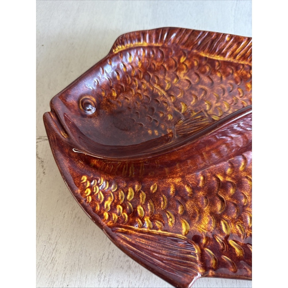 Norris Ocean Art Glazed Fish Pottery Party Plate Platter Wall Decor Beach - Picture 3 of 8
